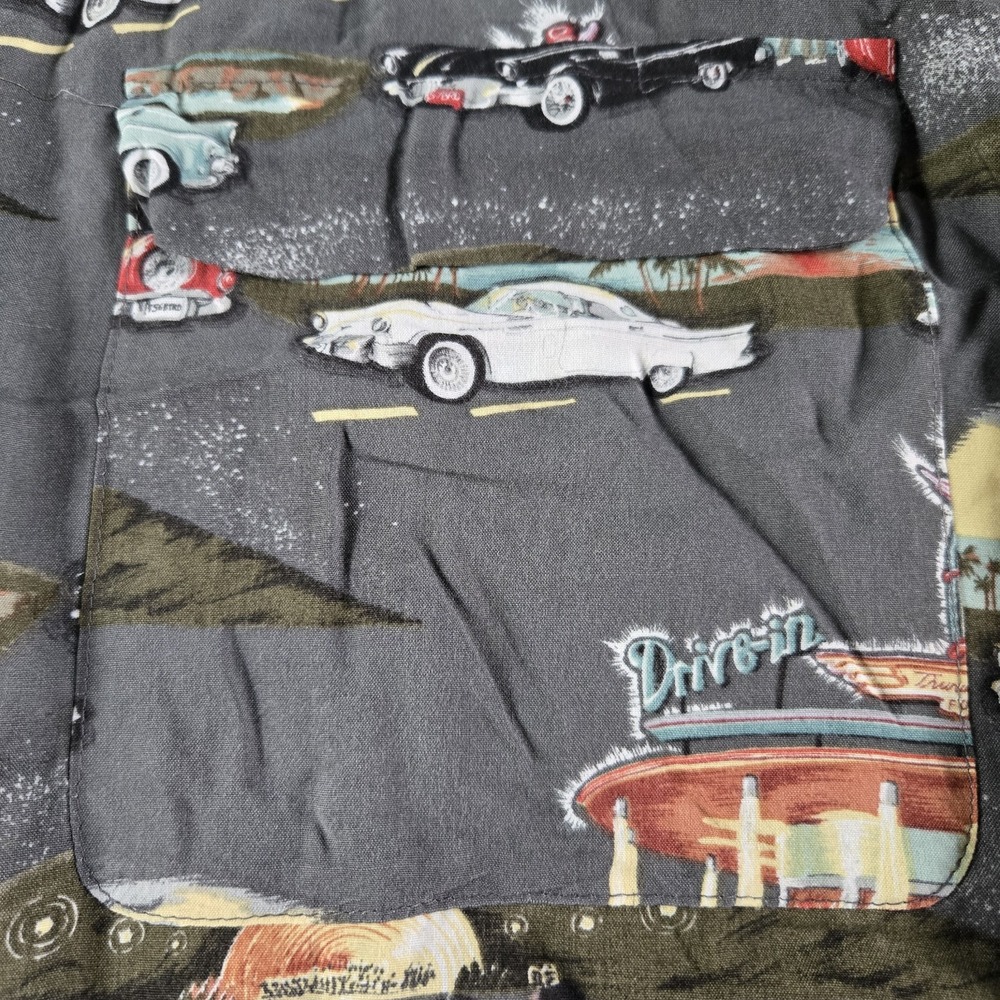 VTG Reyn Spooner American Classics Mens Large Button Up Rayon Classic Cars USA - Picture 8 of 9